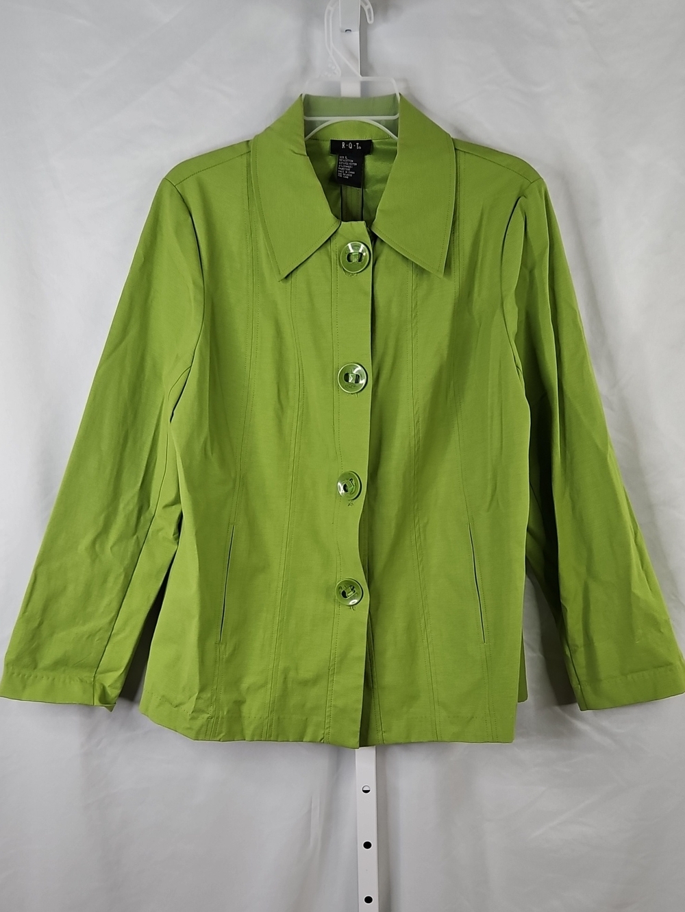 R.Q.T Lime Green Button-Front Women's Jacket Size Large
